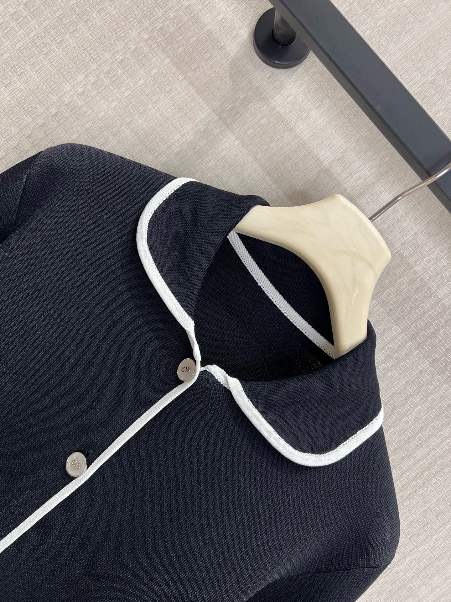 Di* BlackDase with white trim knit cardigan
