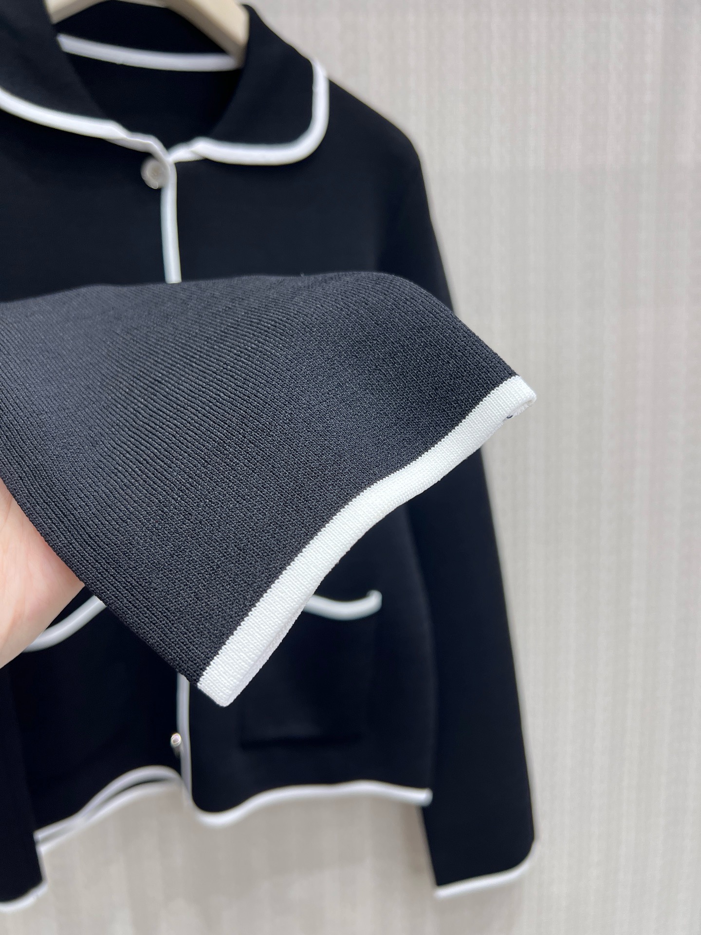 Di* BlackDase with white trim knit cardigan