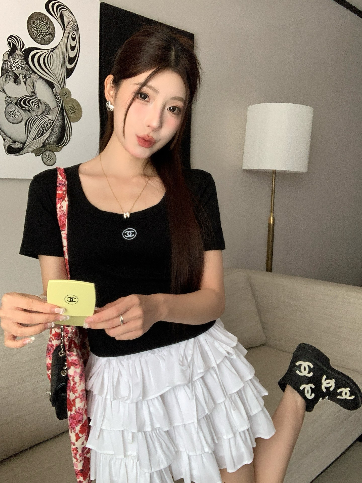 Cha new midriff-baring short sleeve