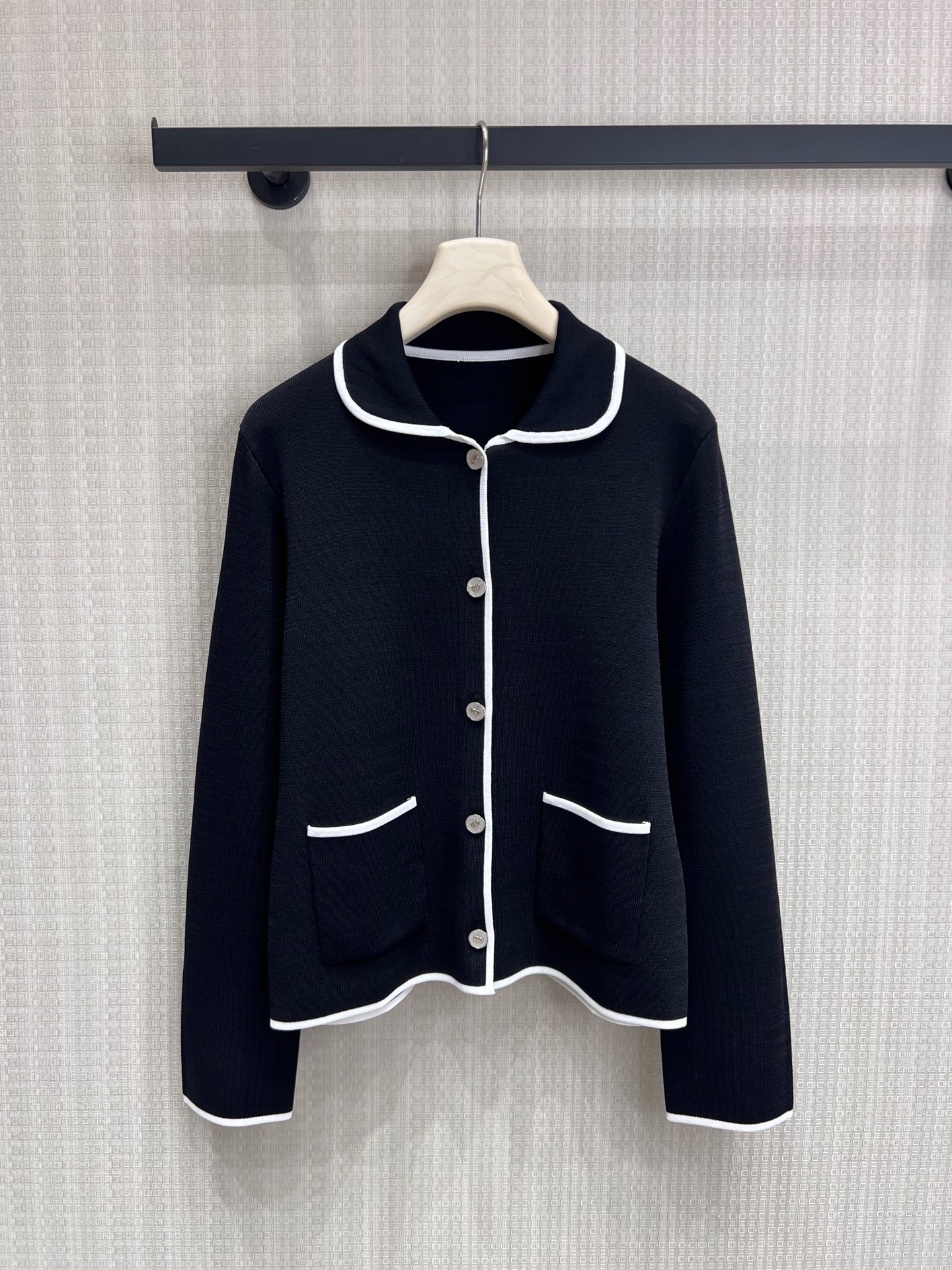Di* BlackDase with white trim knit cardigan