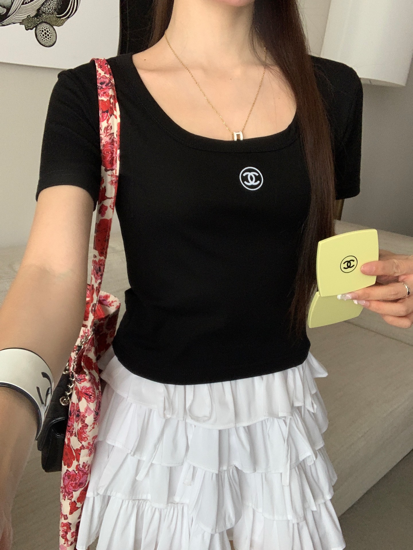 Cha new midriff-baring short sleeve