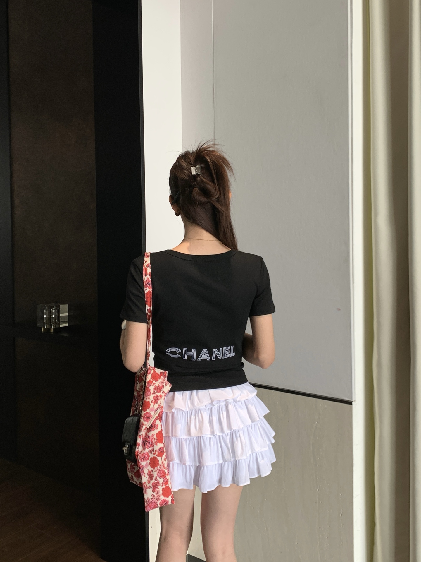 Cha new midriff-baring short sleeve