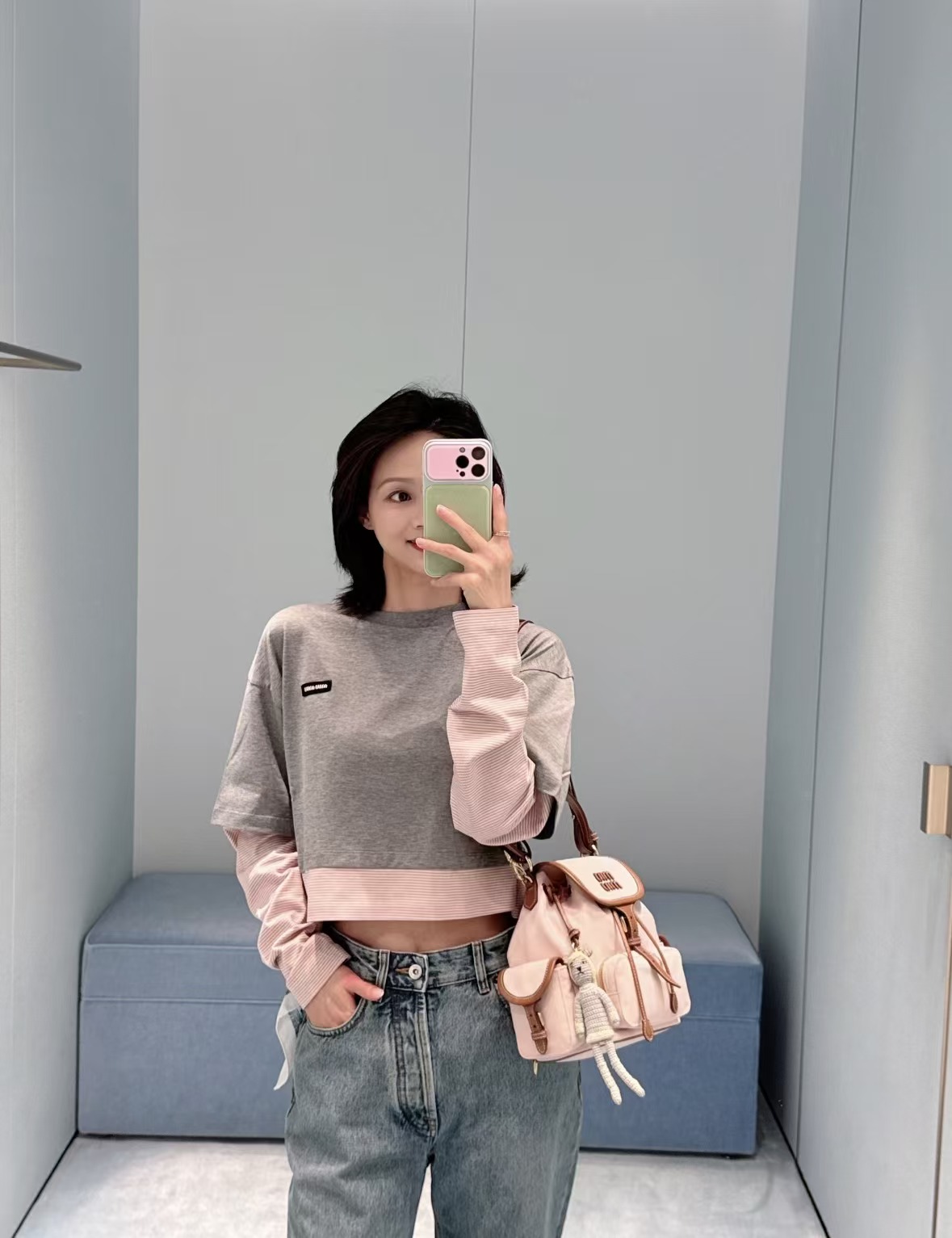  Mi** Fake Two-p190Piece Long Sleeve
