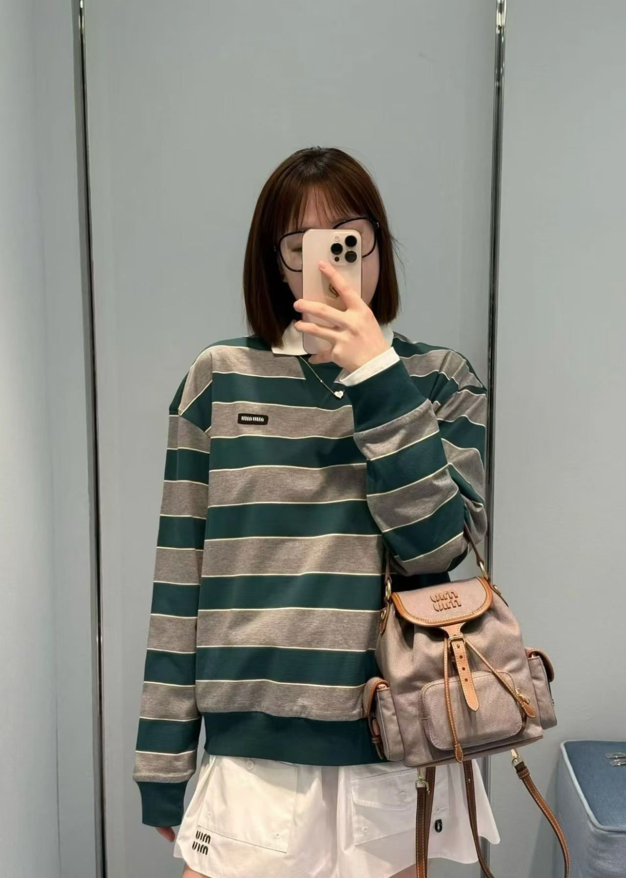 Mi*26 Latest Green-Grey Striped Long Sleeve T-shirt