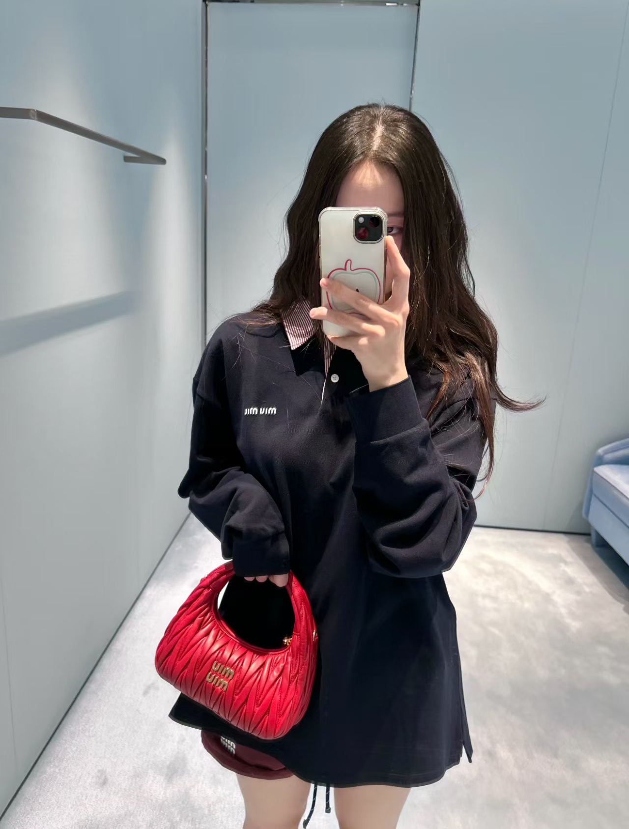  Miu*26 New Color-Block Polo Neck Sweatshirt