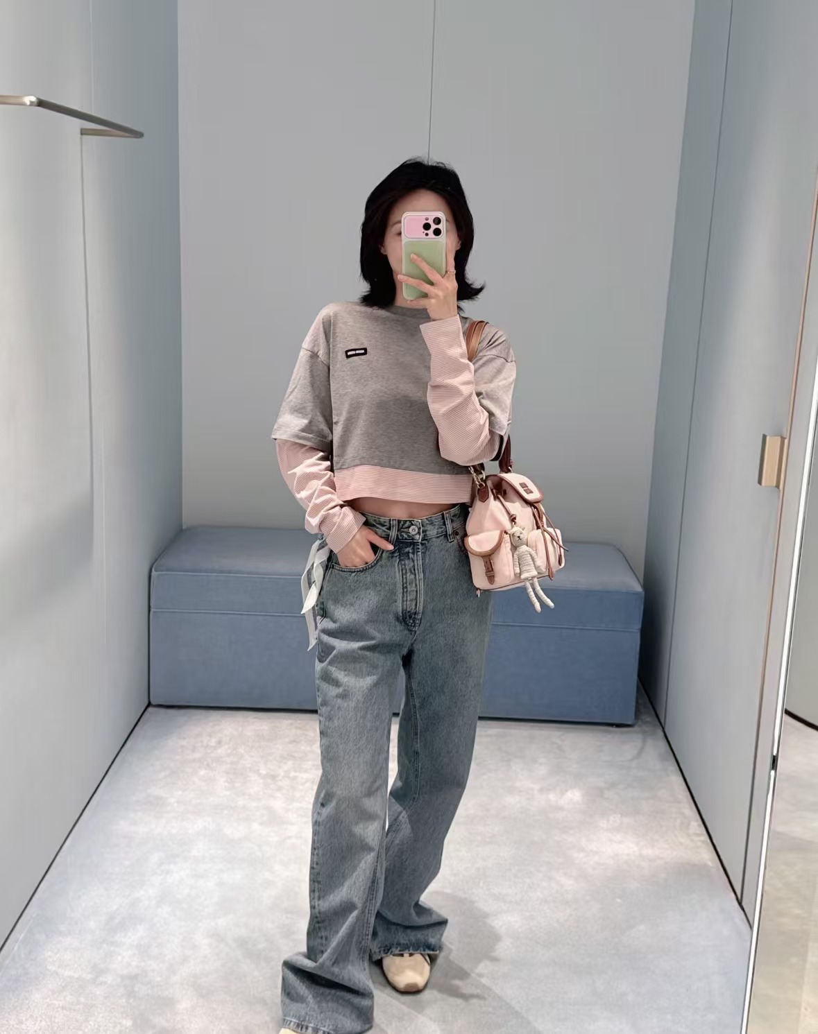  Mi** Fake Two-p190Piece Long Sleeve