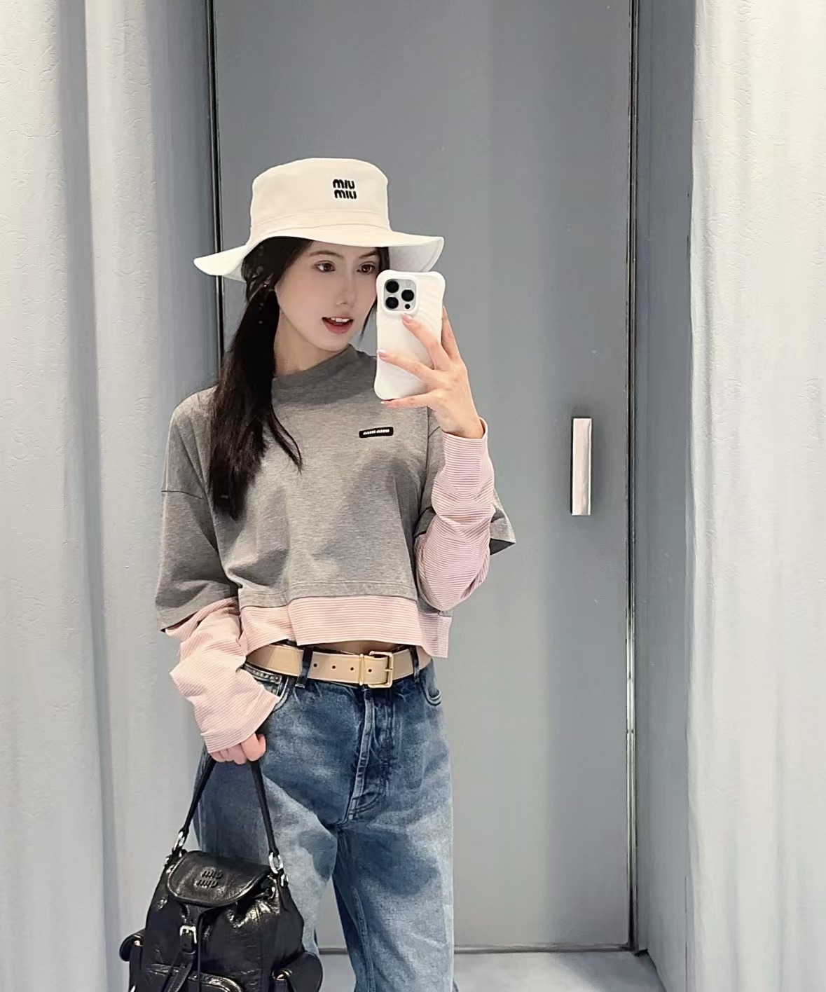  Mi** Fake Two-p190Piece Long Sleeve