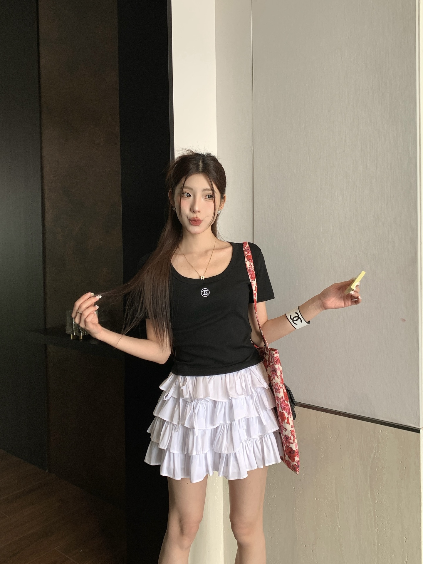 Cha new midriff-baring short sleeve