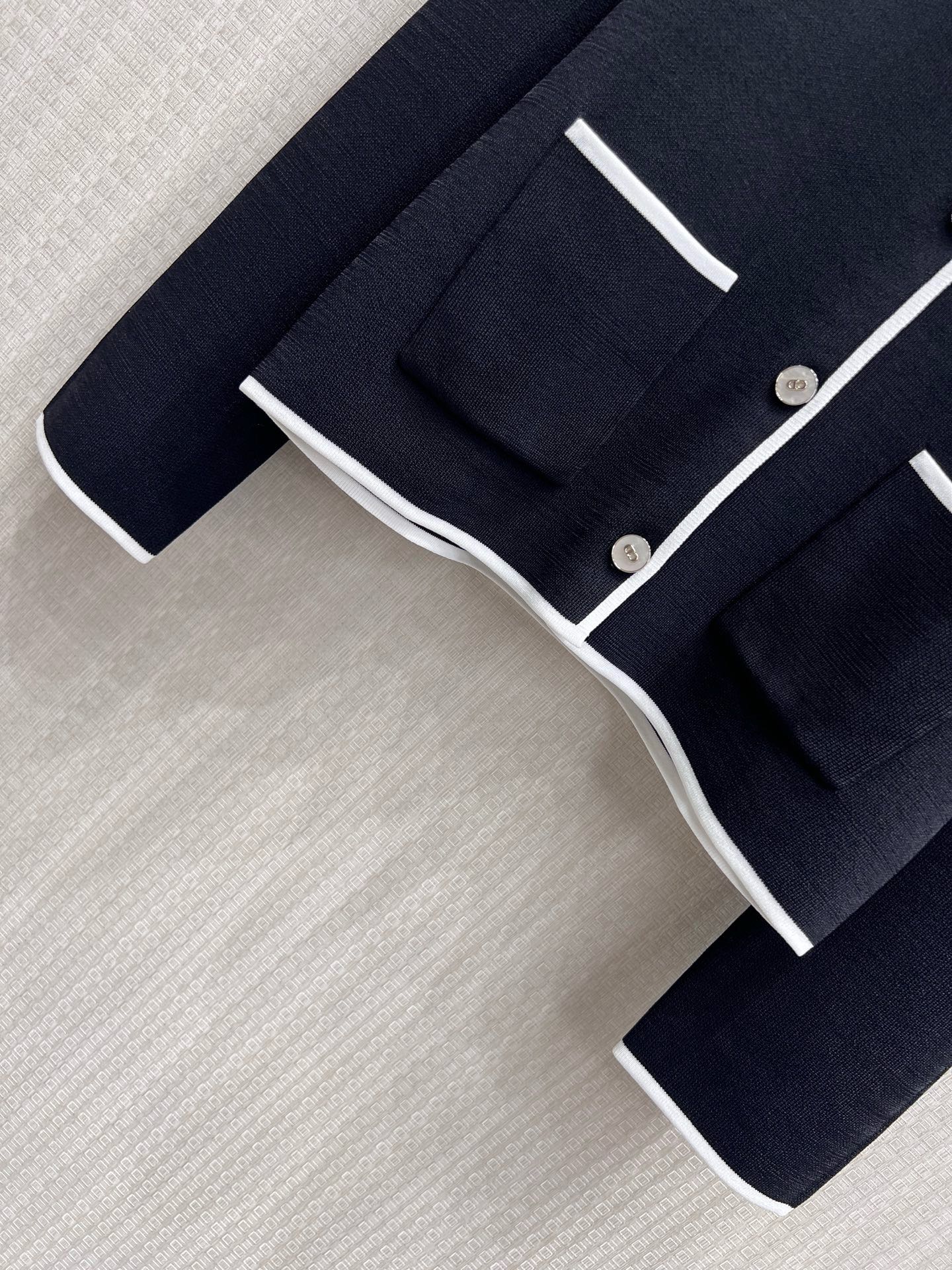 Di* BlackDase with white trim knit cardigan