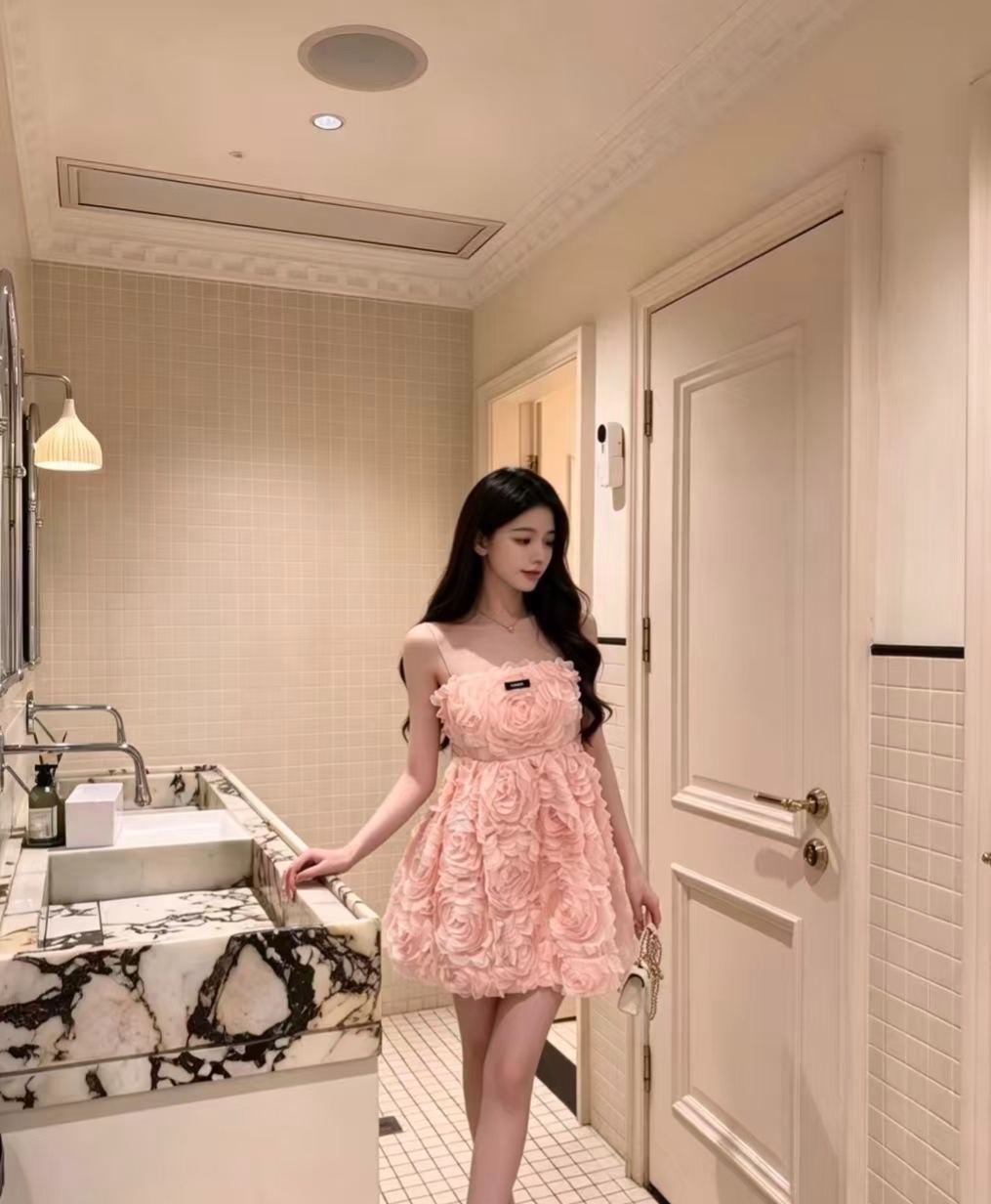 Mi Pink Rose Camisole Dress