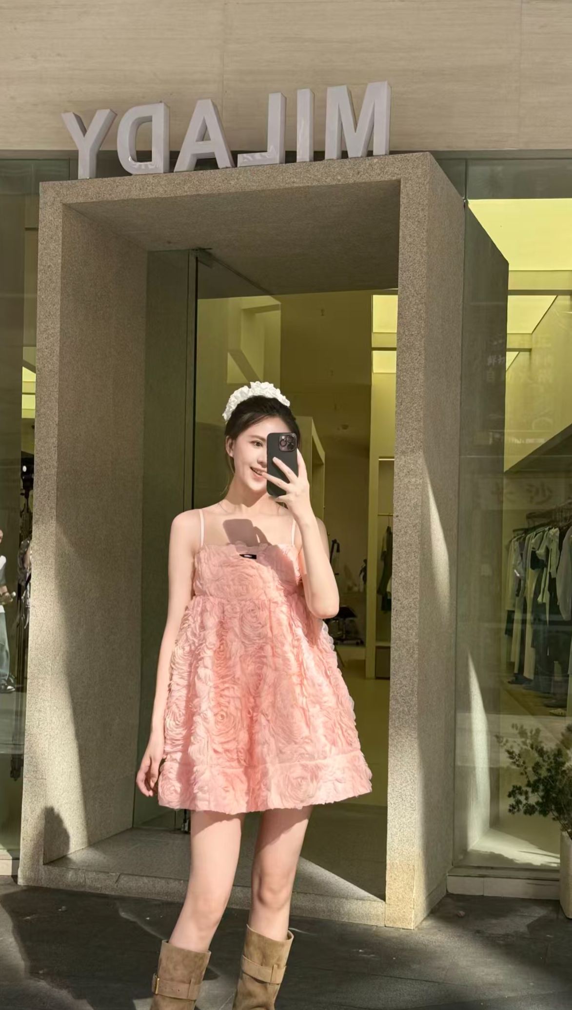 Mi Pink Rose Camisole Dress