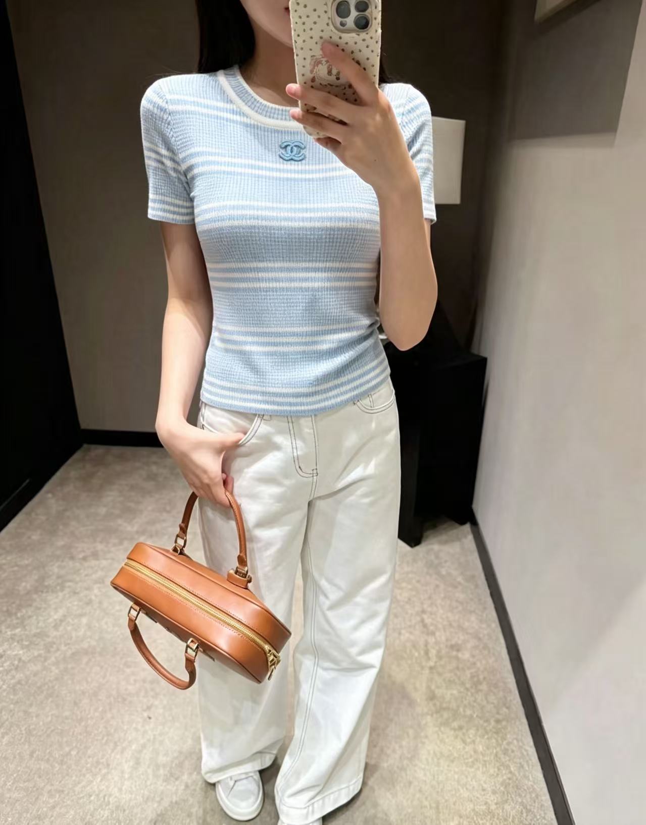 CC Pastel Stripe Slim-Fit Tee with CC Motif