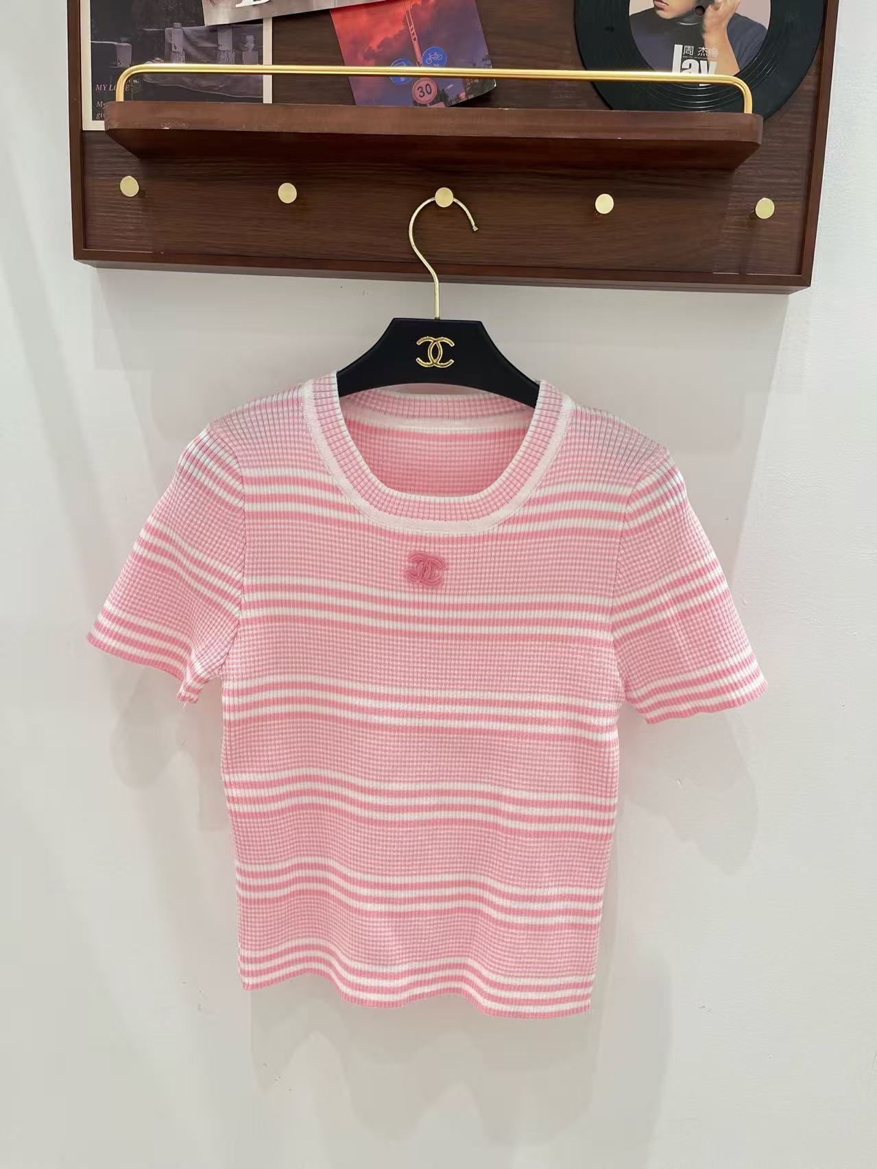 CC Pastel Stripe Slim-Fit Tee with CC Motif