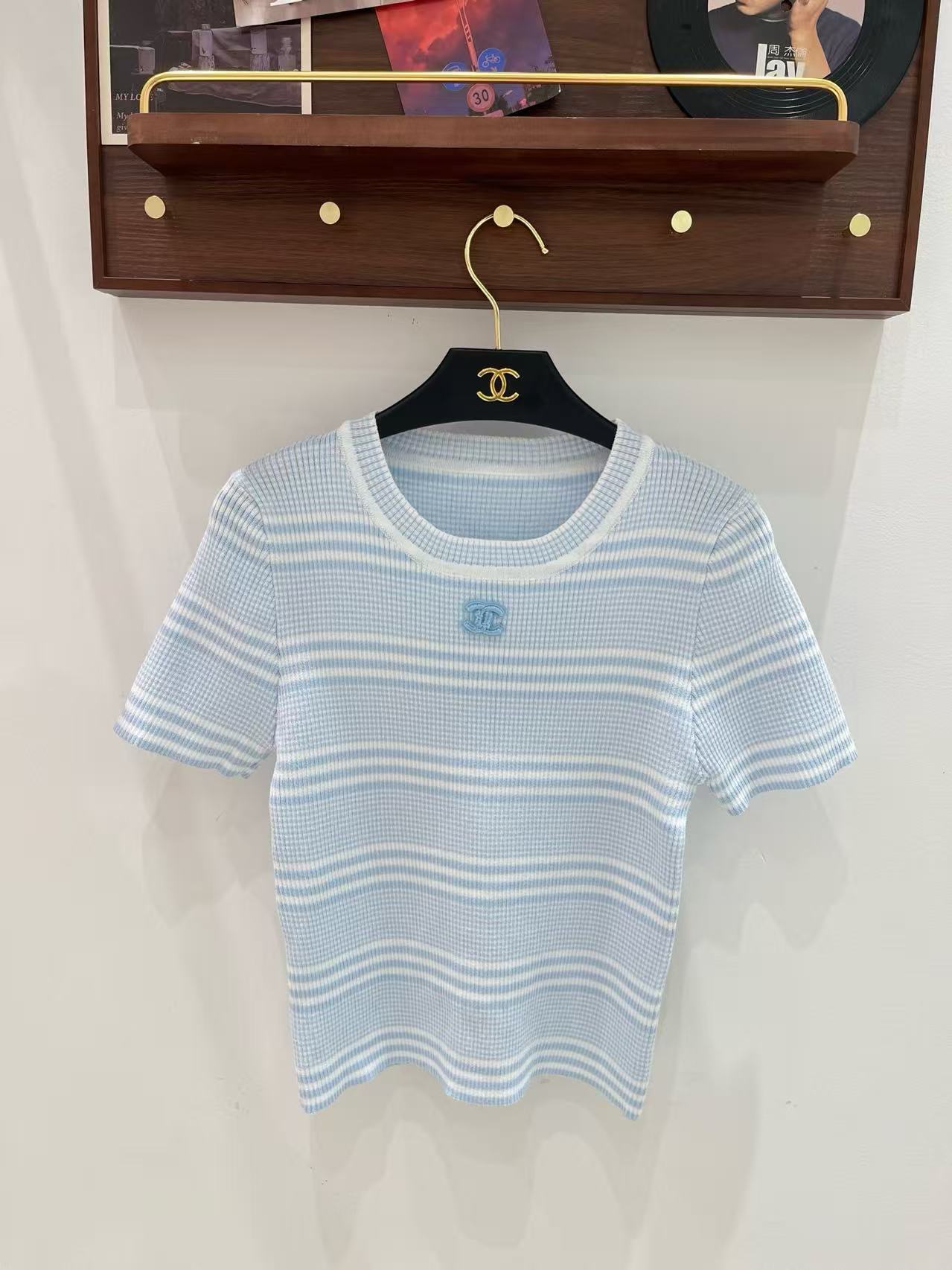 CC Pastel Stripe Slim-Fit Tee with CC Motif