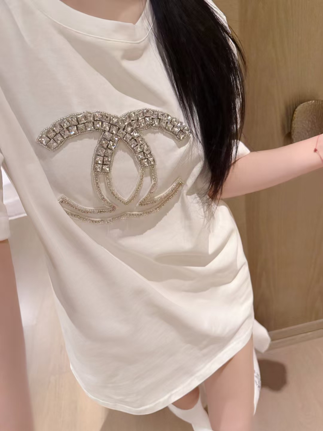 CC Heavy - Duty Rhinestone Double - C Loose Short - Sleeve T - Shirt