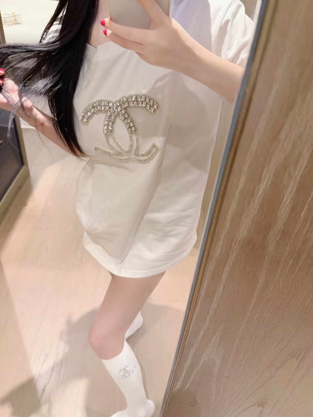 CC Heavy - Duty Rhinestone Double - C Loose Short - Sleeve T - Shirt