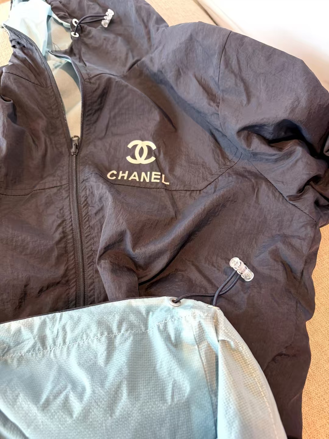 CC Hooded Double-C Logo Lightweight Windbreaker Jacket