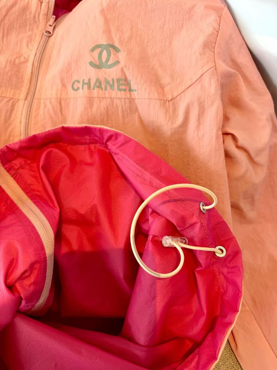 CC Hooded Double-C Logo Lightweight Windbreaker Jacket