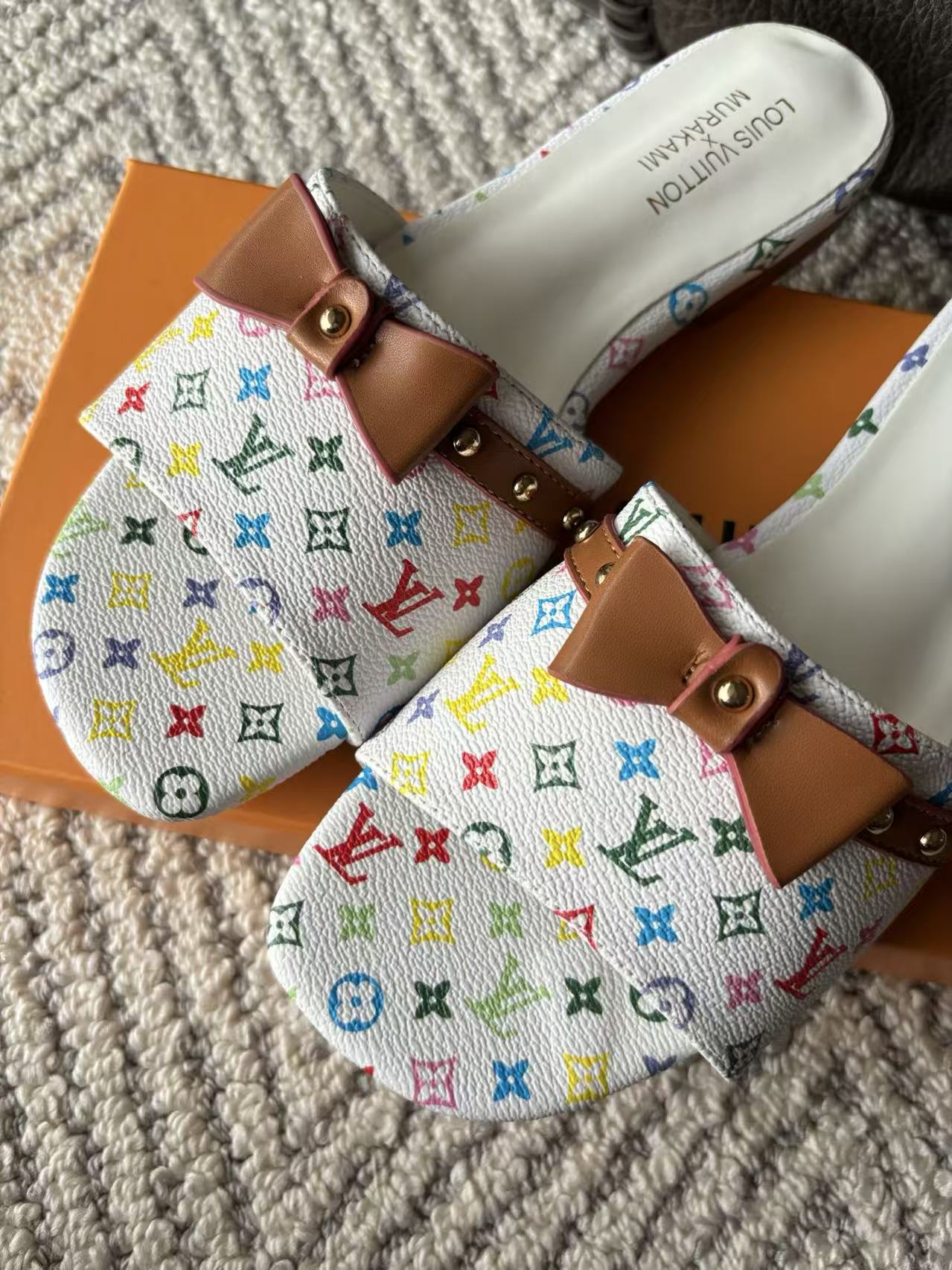 LV Monogram Bow Slip-On Slippers