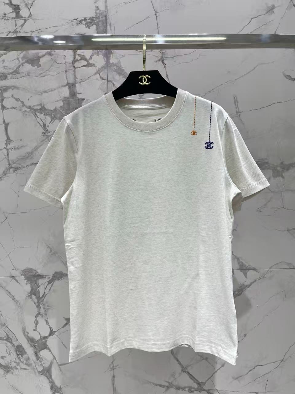 CC Double-C Logo Embroidered Round-Neck Short-Sleeve T-Shirt