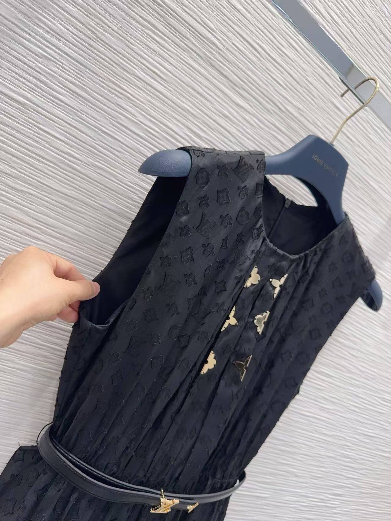 LV Jacquard Tiered Sleeveless Dress