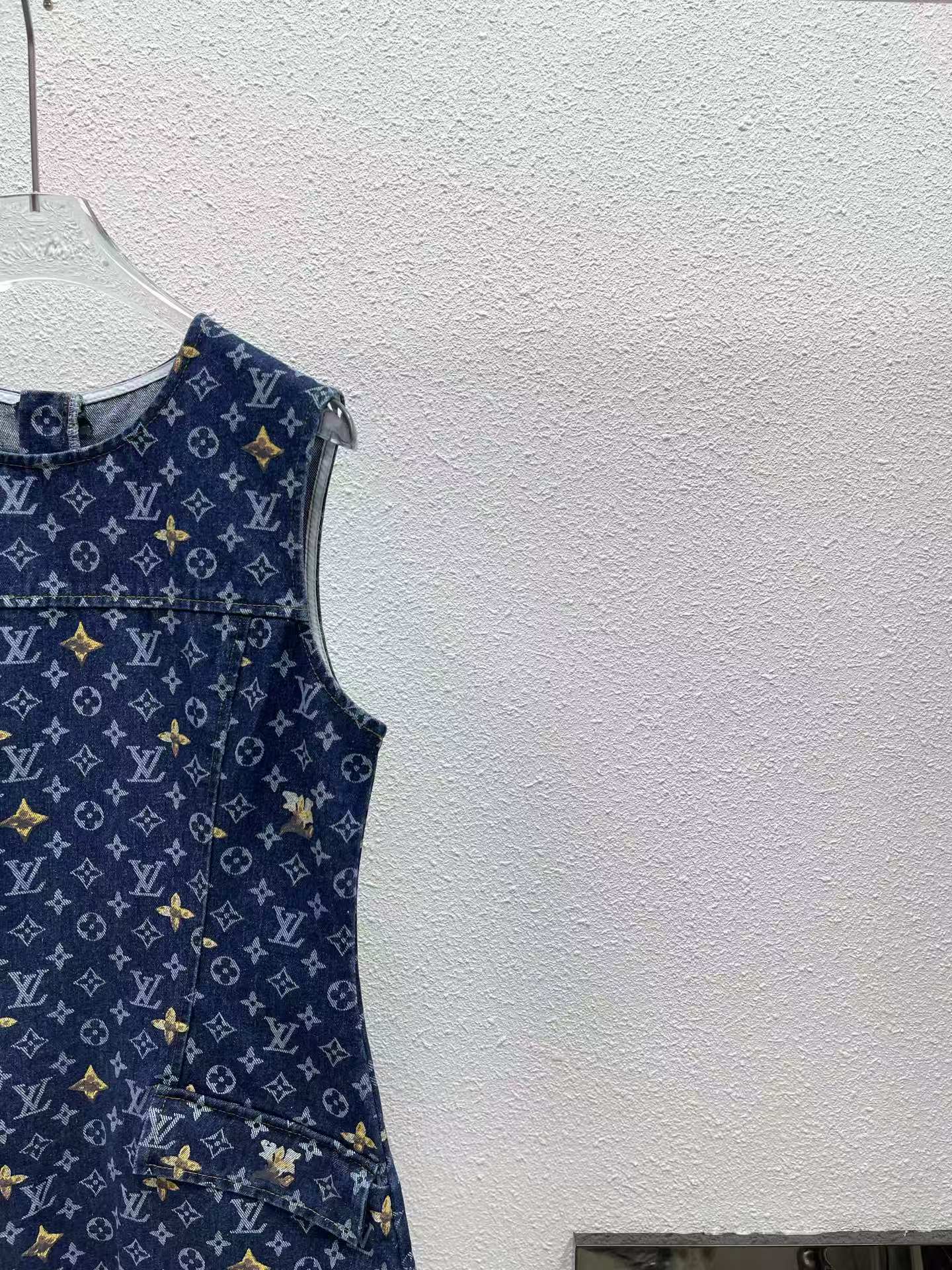 LV Classic Monogram Sleeveless Denim Dress.
