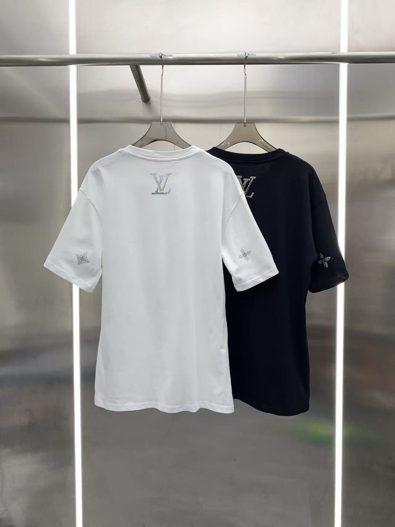 LV Rhinestone-Embellished Monogram Short-Sleeve T-Shirt