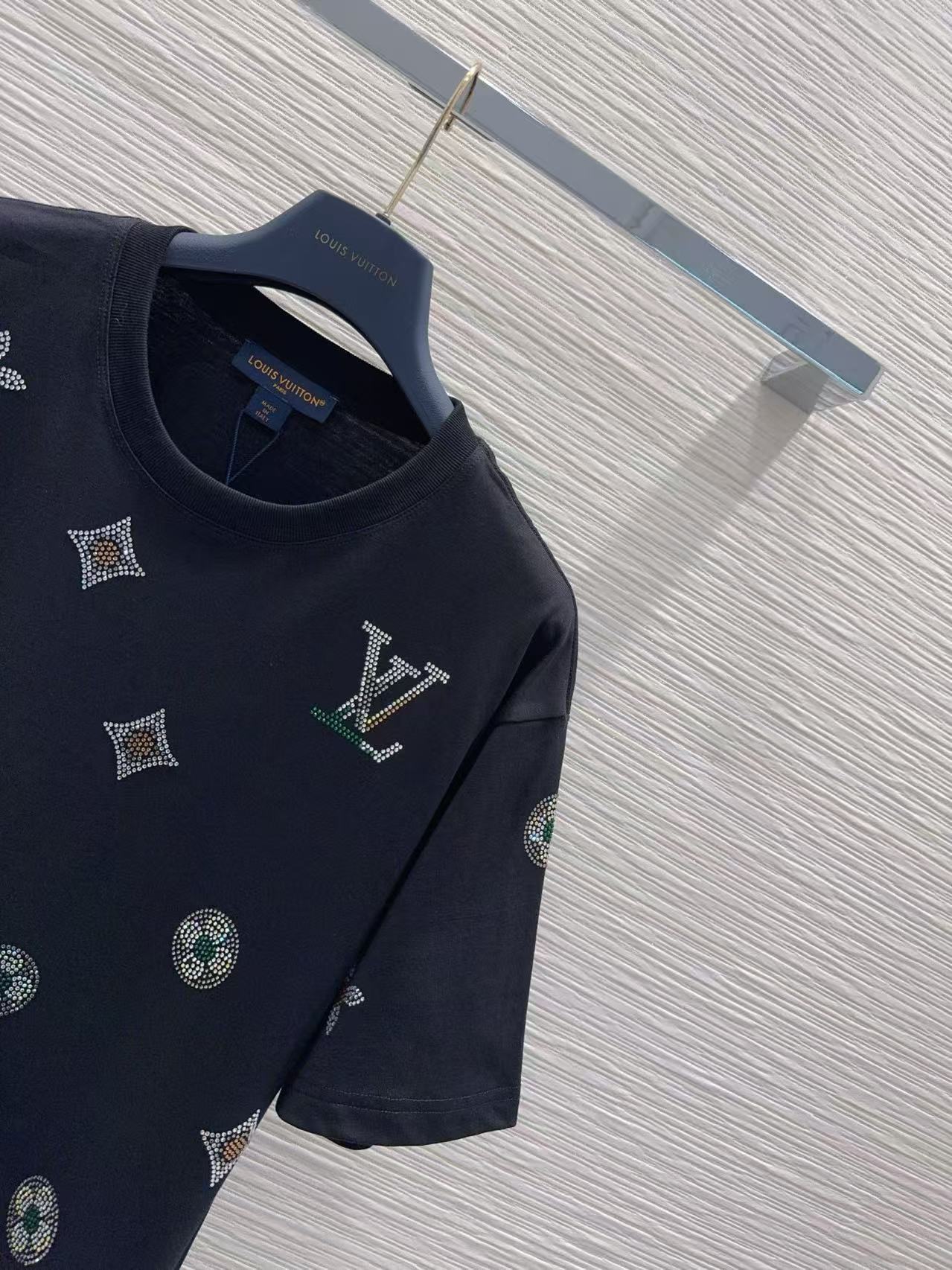 LV Rhinestone-Embellished Monogram Short-Sleeve T-Shirt