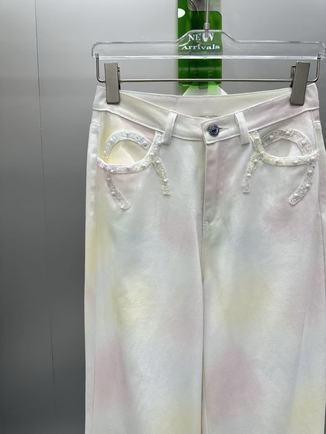 CC Iridescent Gradient High-Waist Wide-Leg Jeans