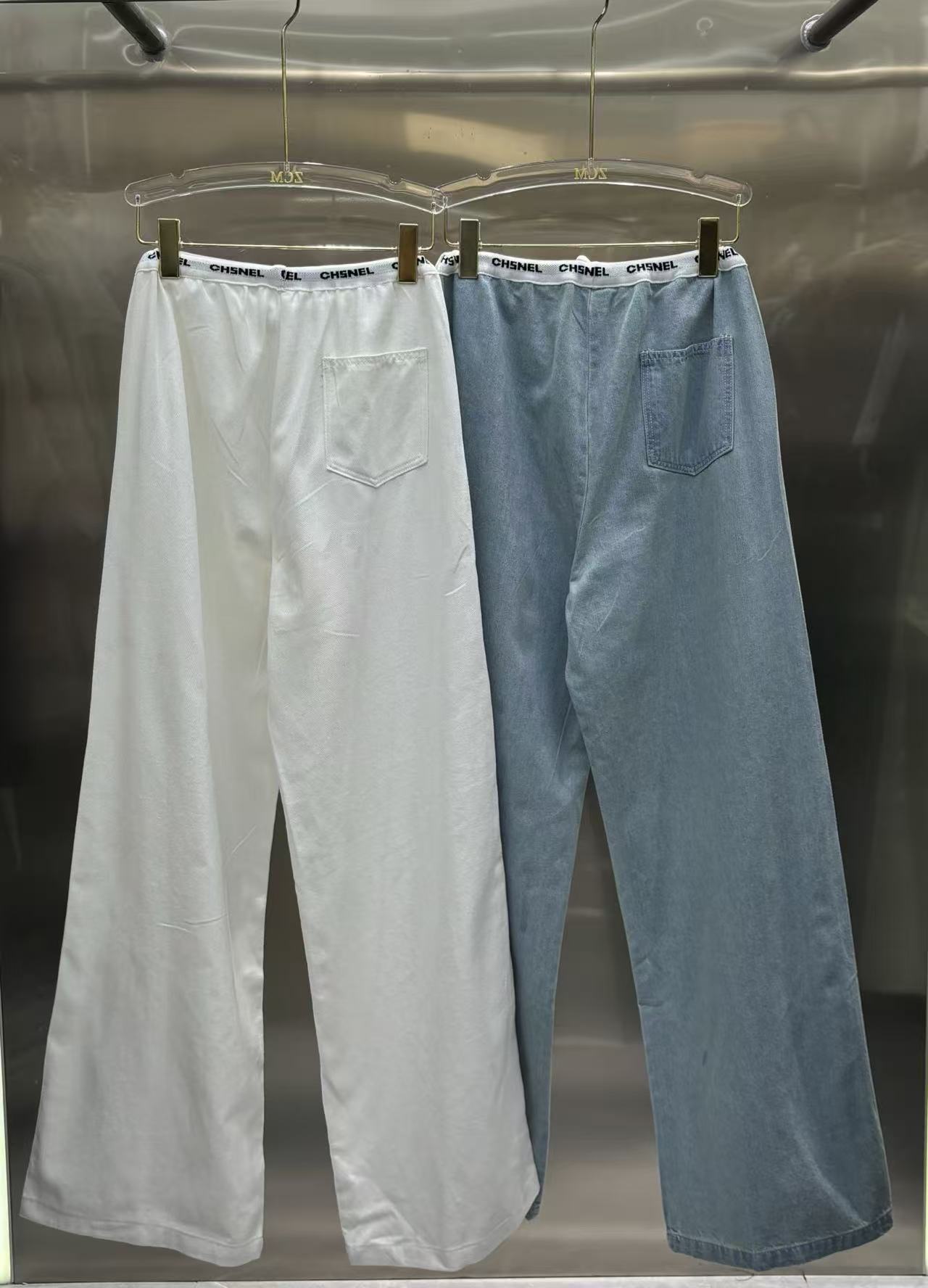 CC Polka Dot Elastic Waist Drapey Wide-Leg Pants