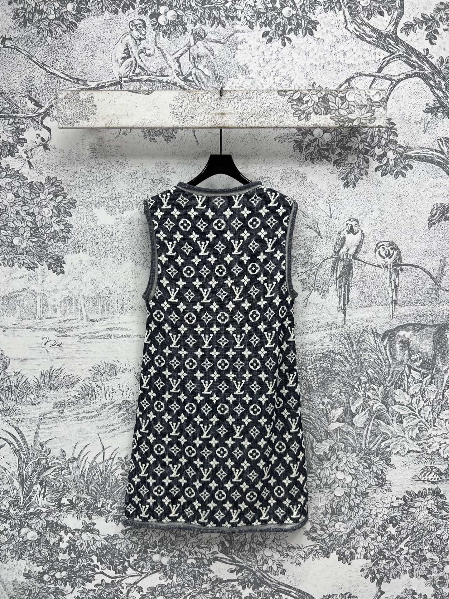 Louis Vuit2025SS Classic Old Flower Jacquard Knit Dress