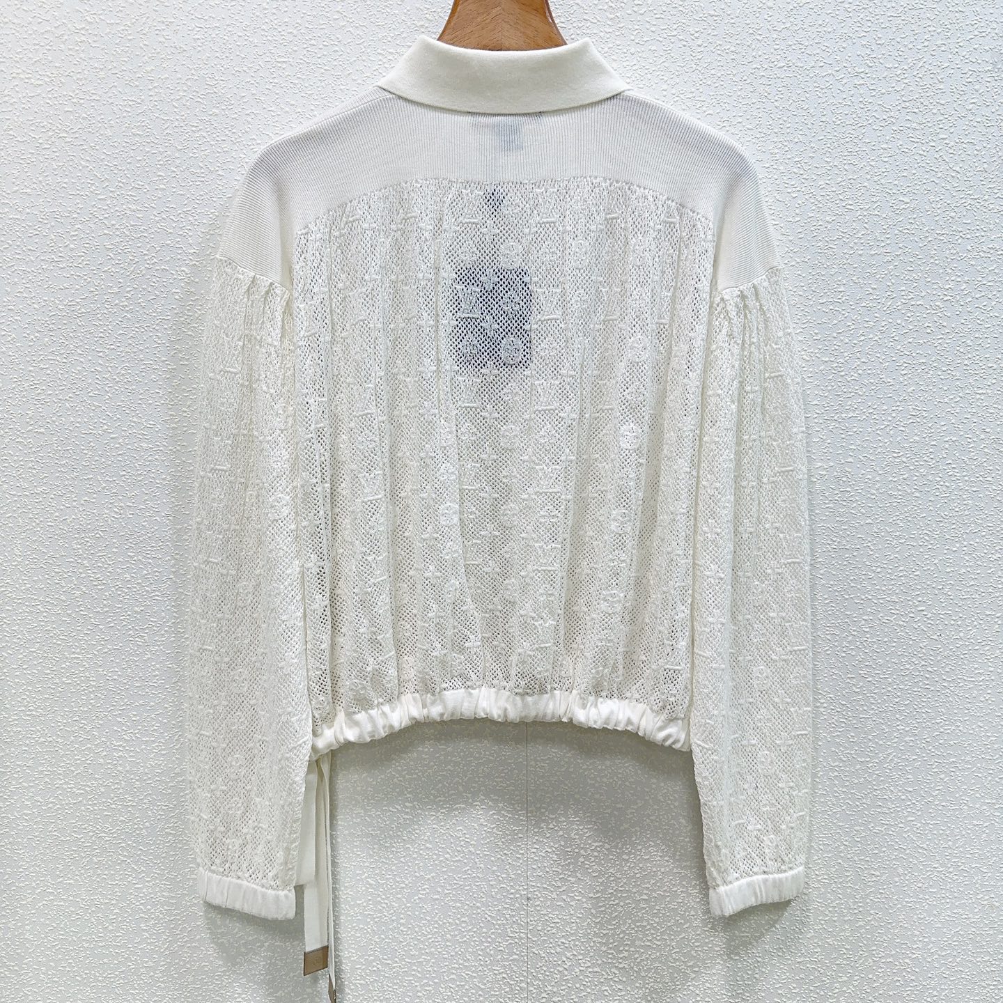 LO* Early Autumn Hollow Old Flower Polo Knitted Half cardigan