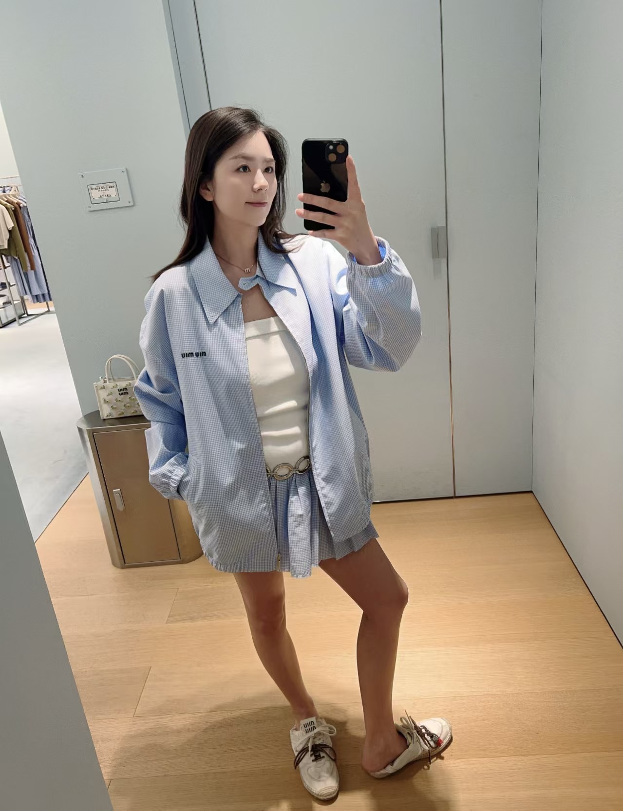  Mi*26 Early Autumn New Blue Plaid Jacket
