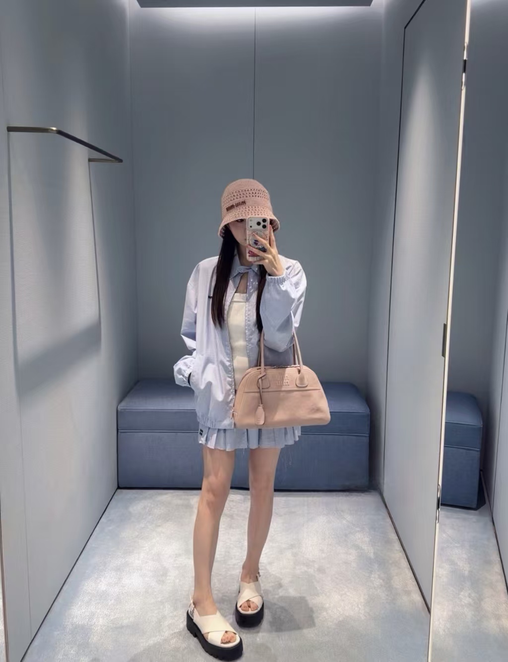  Mi*26 Early Autumn New Blue Plaid Jacket
