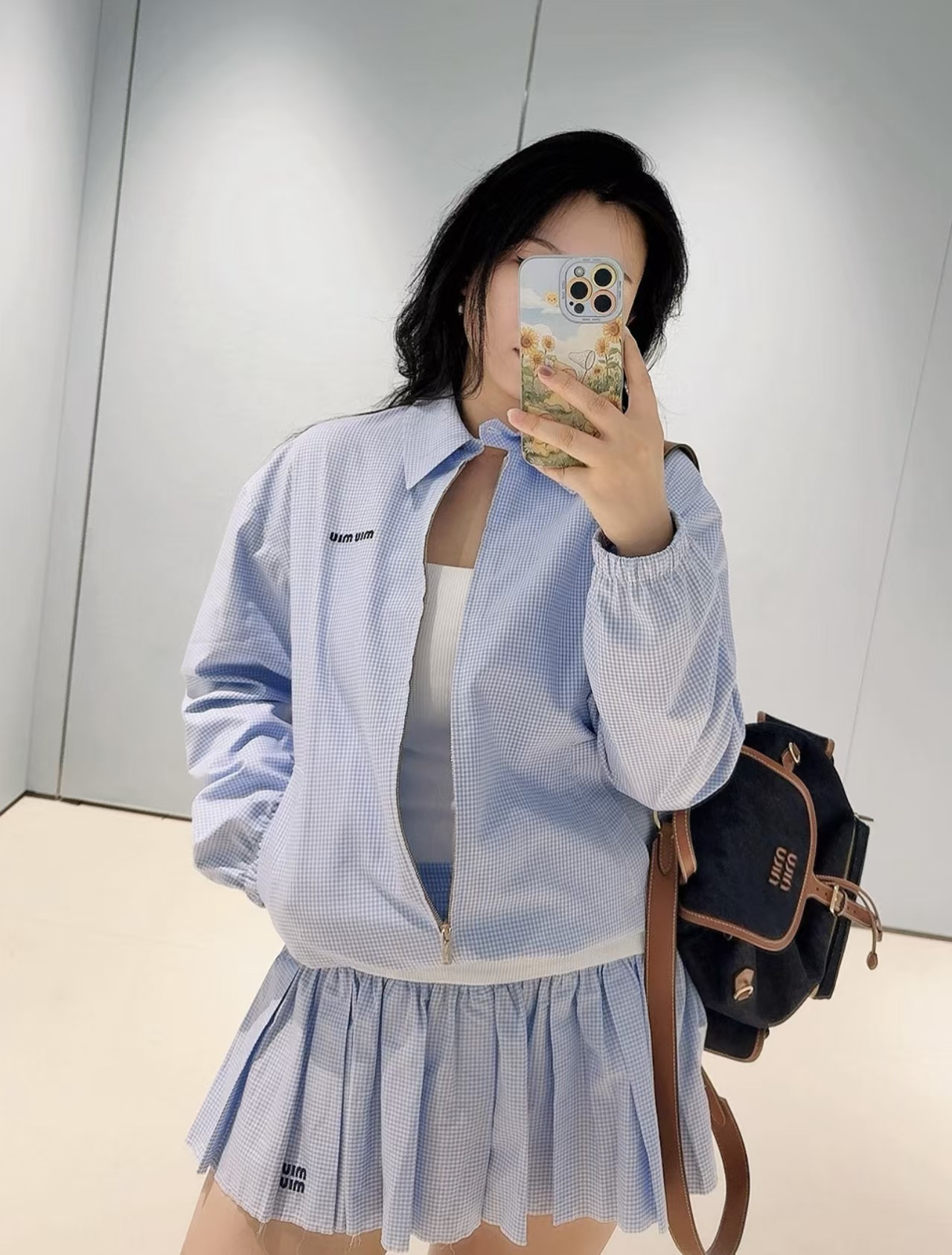  Mi*26 Early Autumn New Blue Plaid Jacket