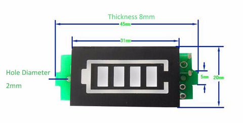 1S 2S 3S 4S Lithium Battery Capacity Indicator Voltmeter Dimensions