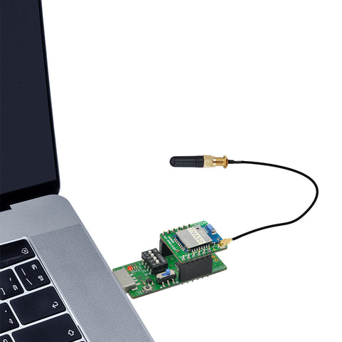 BoT-TMA50DU Bluetooth DIP Module mounted on a BoT-USB-TB Test Board