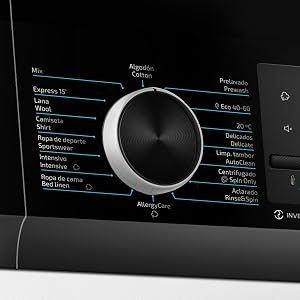 Lavadora de carga frontal de 7 Kg blanca, 1400 rpm, motor inverter plus, vapor y clase A