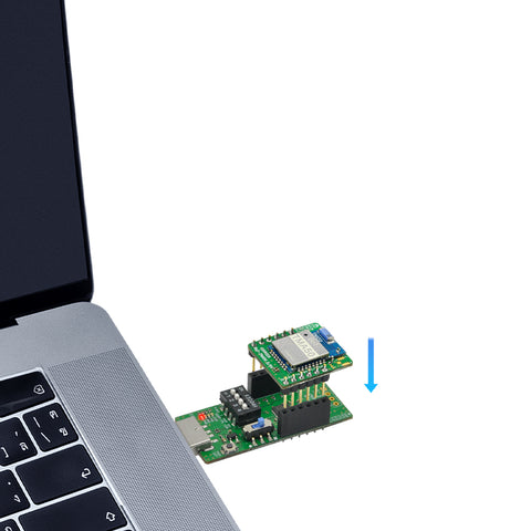 BoT-TMA50D Bluetooth DIP Module mounted on a BoT-USB-TB Test Board