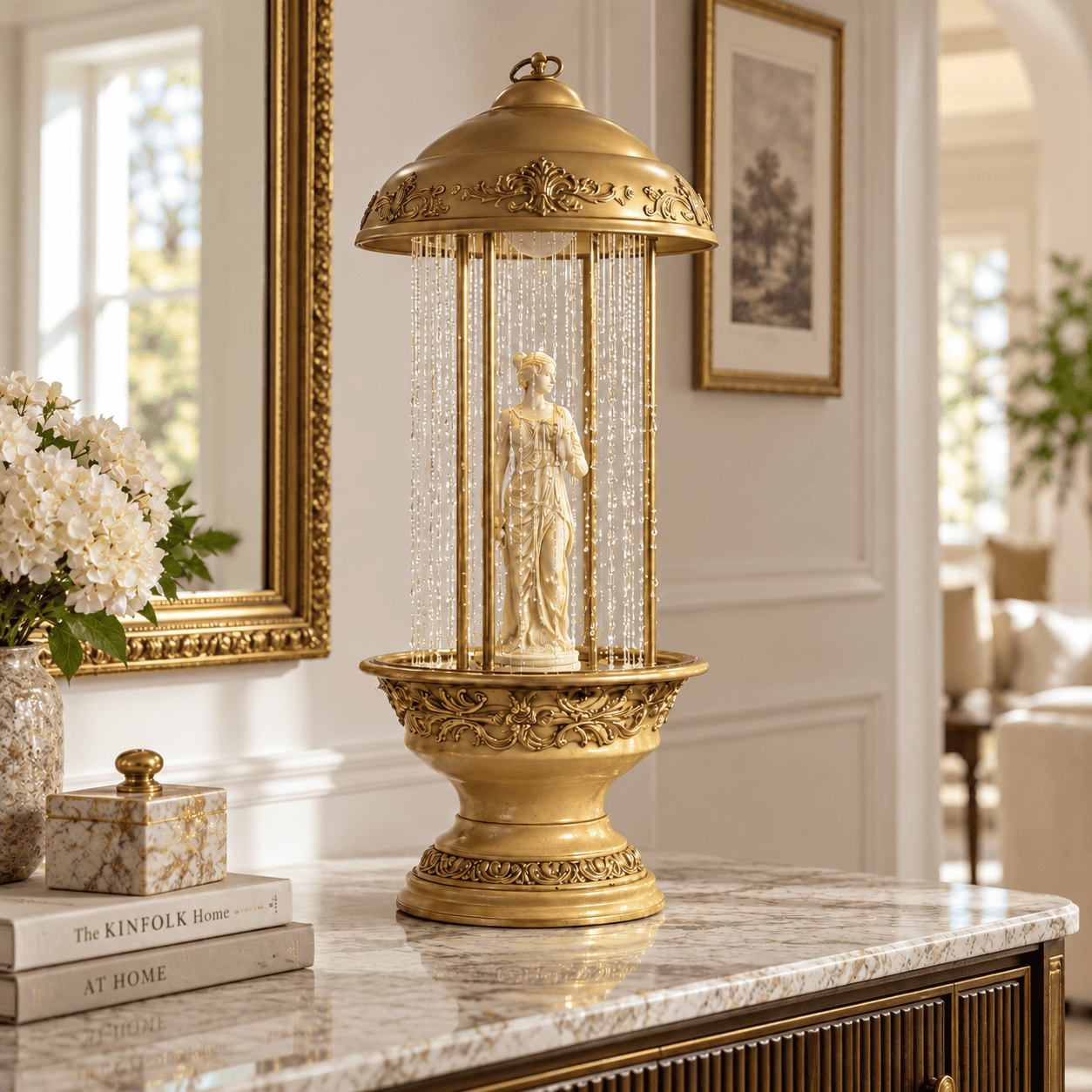 Vintage Rain Lamp with Classical Statue