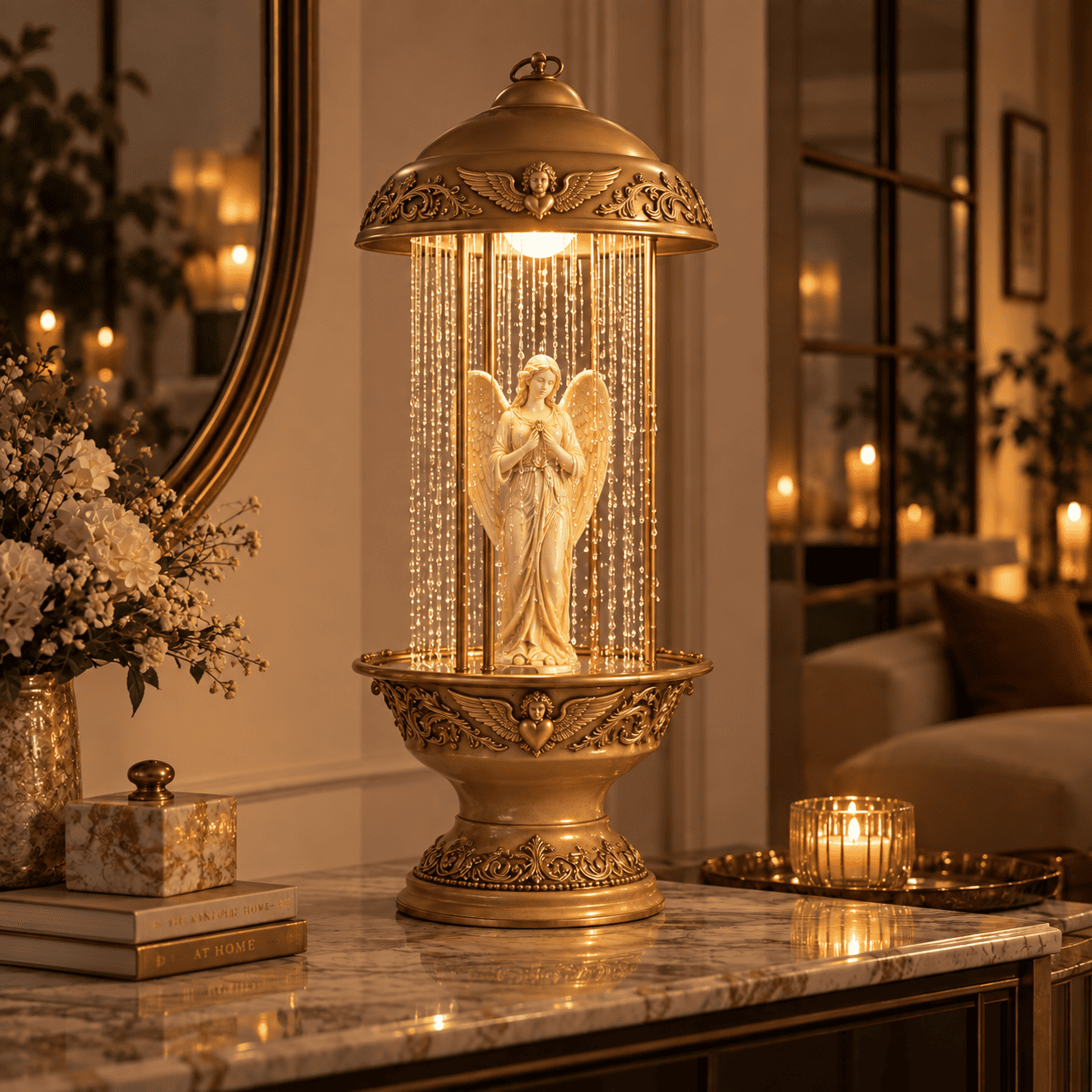 Vintage Rain Lamp with Classical Statue