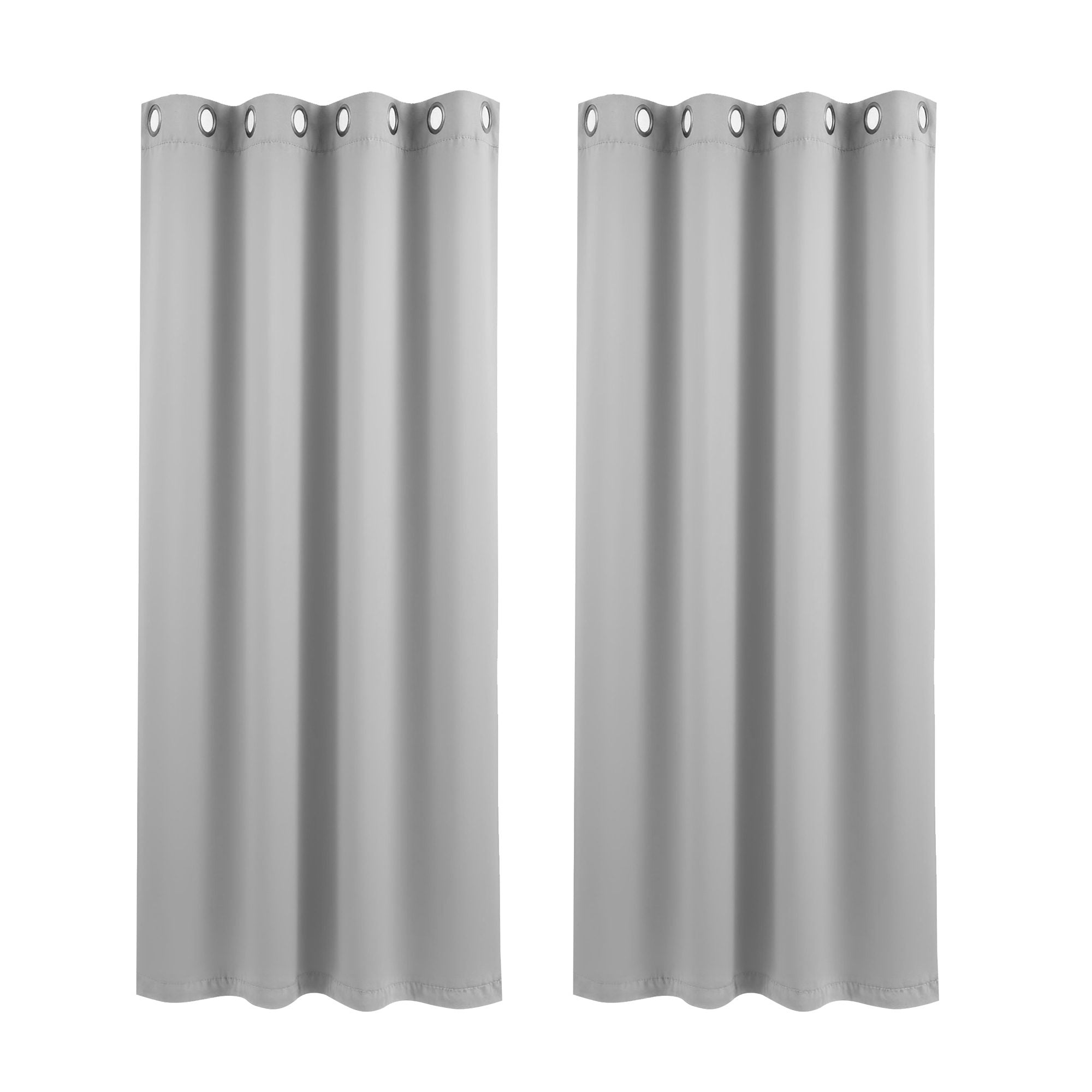 Blockout Curtains 2X 132x160cm Thermal Insulated Eyelet Drapes Grey