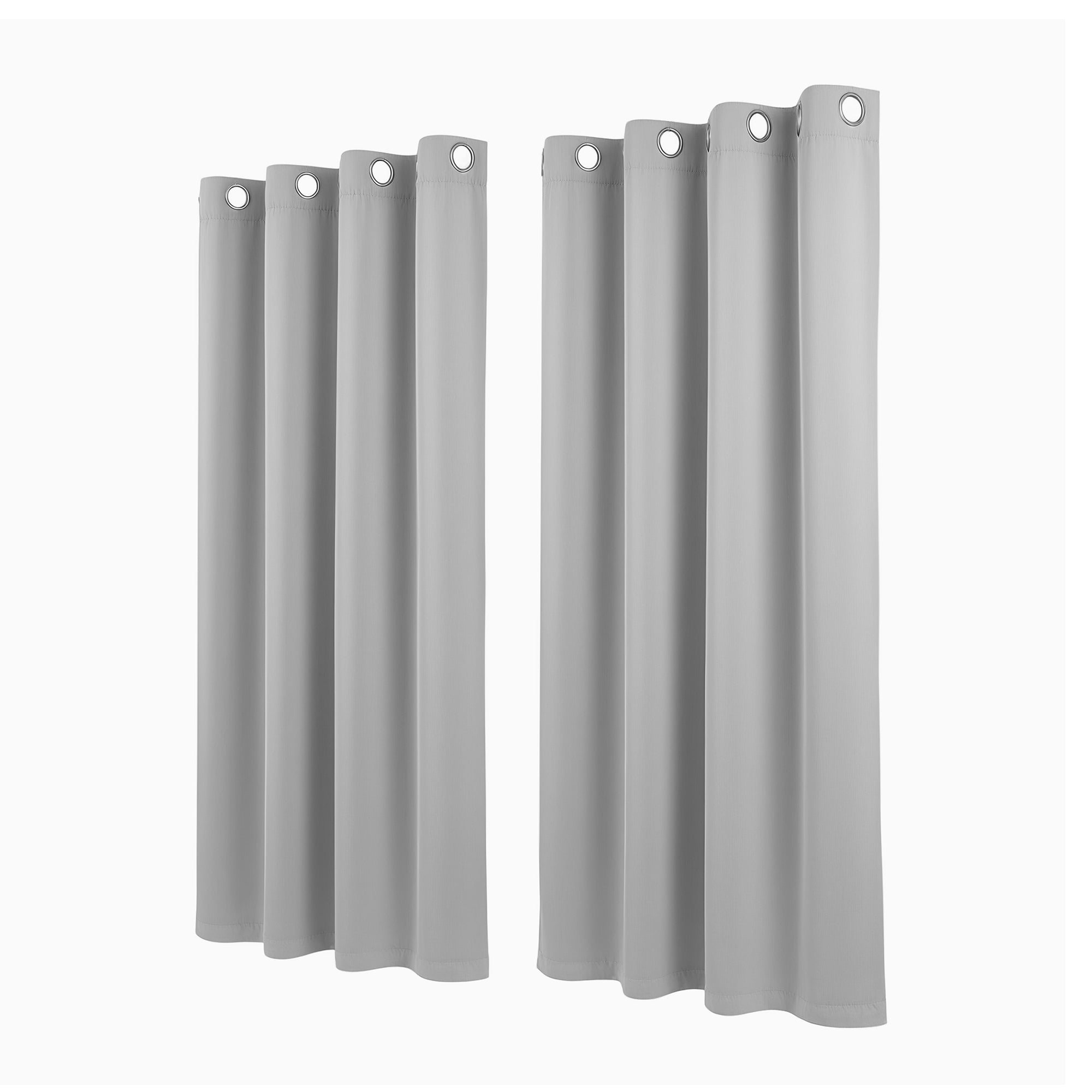 Blockout Curtains 2X 132x160cm Thermal Insulated Eyelet Drapes Grey