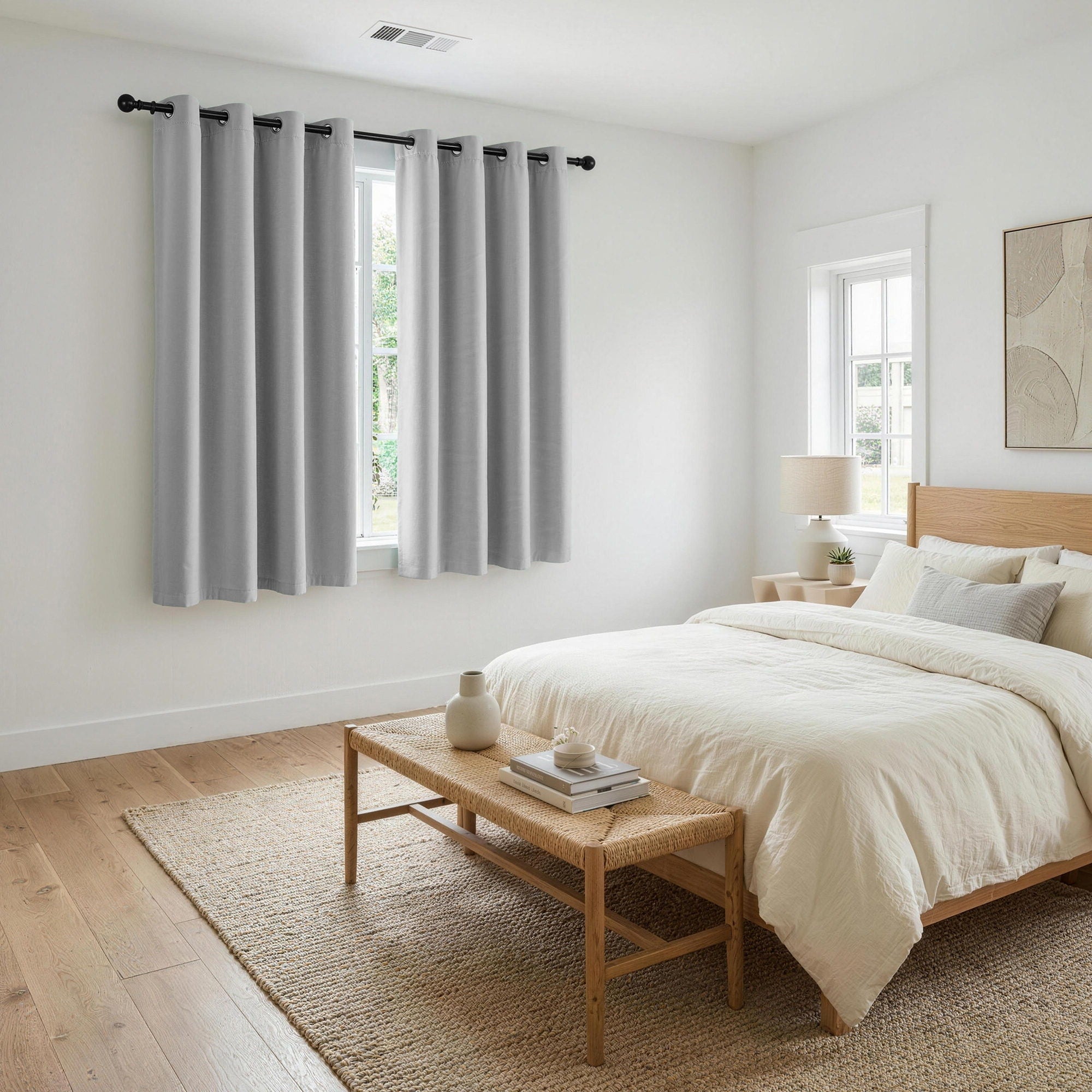 Blockout Curtains 2X 132x160cm Thermal Insulated Eyelet Drapes Grey