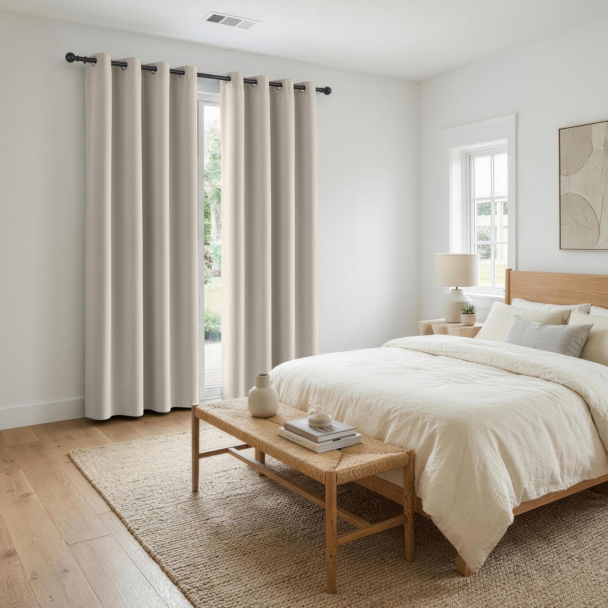 Curtains 2X 132x213cm Thermal Insulated Eyelet Drapes Beige