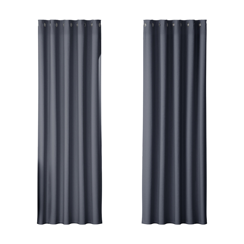 2X Blockout Curtains Blackout Window Curtain Eyelet 180x213cm Charcoal