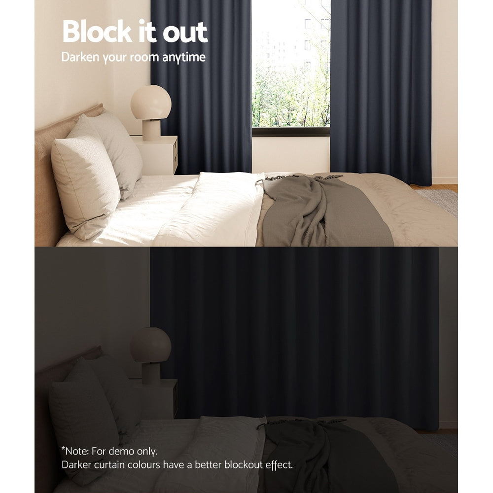 2X Blockout Curtains Blackout Window Curtain Eyelet 180x213cm Charcoal