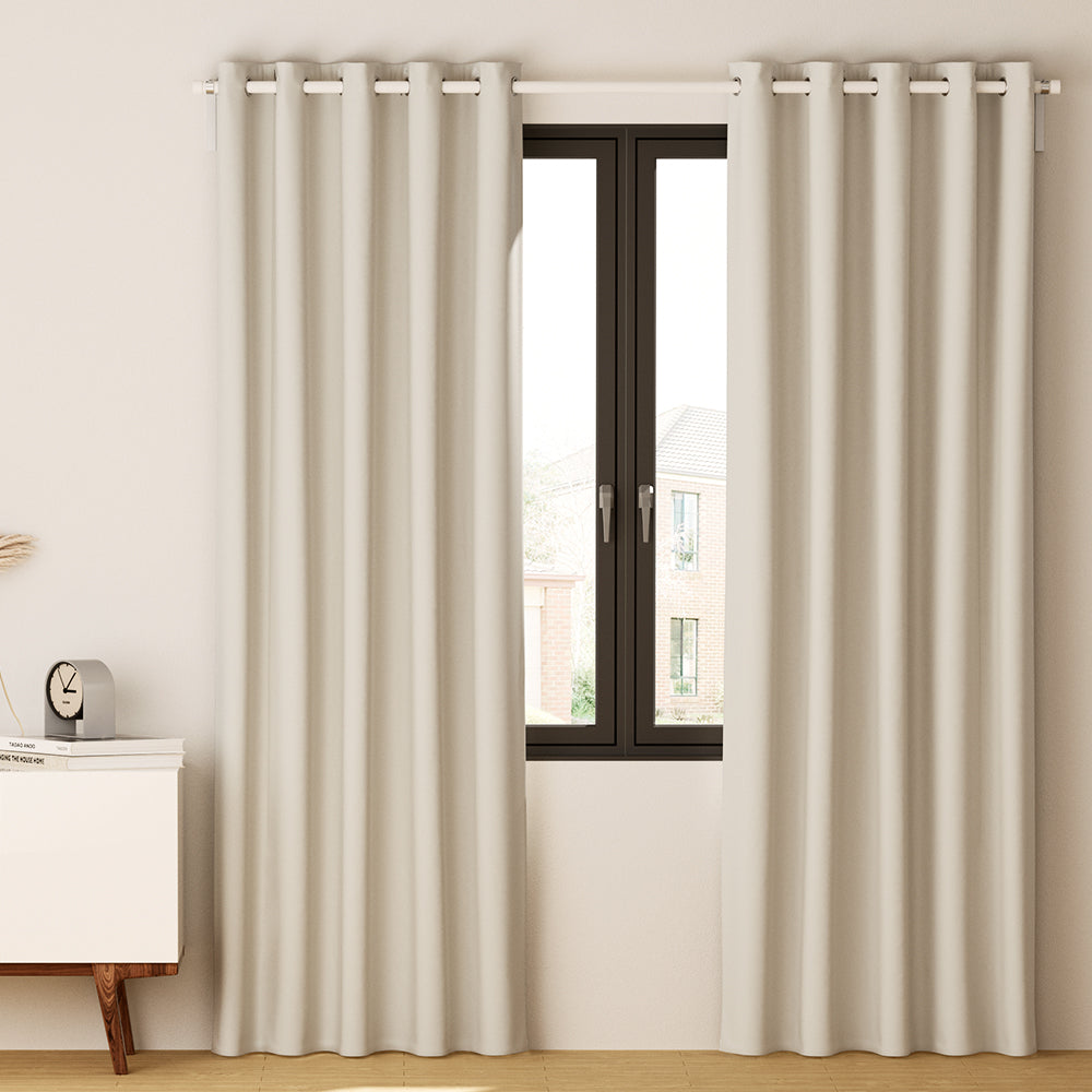 2X Blockout Curtains Blackout Window Curtain Eyelet 240x230cm Beige