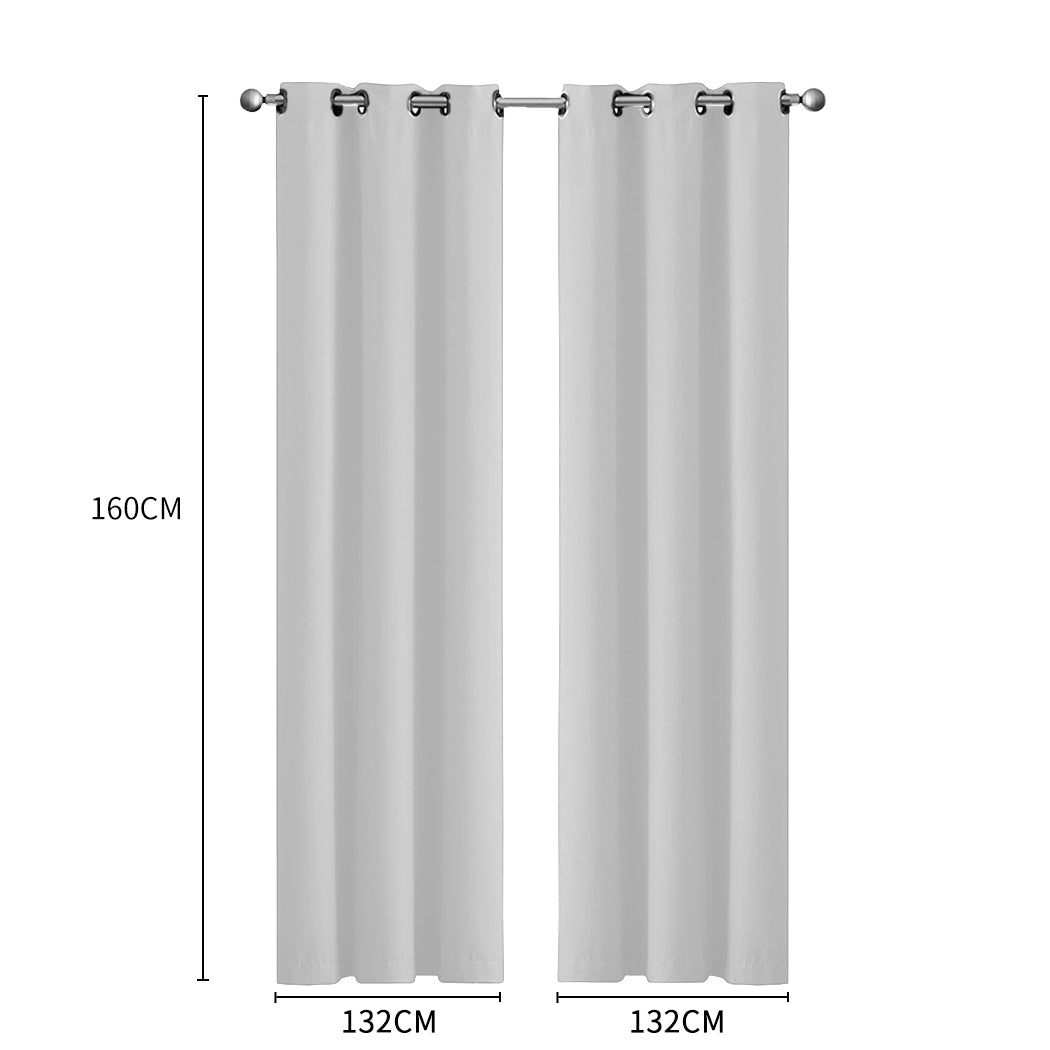 2x  Curtains Panels 3 Layers Grey