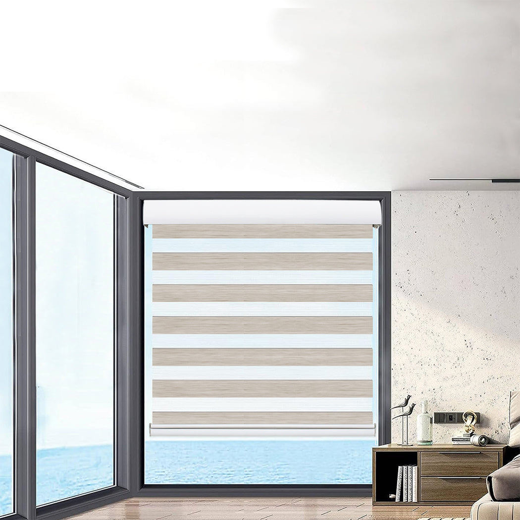  Blackout Zebra Roller Blind Curtains 150x210 Beige